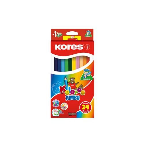Színes ceruza készlet, háromszögletű, jumbo, KORES "Kolores Jumbo", 24 különböző szín