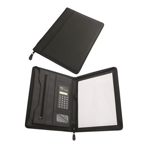 Konferencia mappa, A4, műbőr, számológéppel, fekete