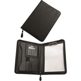   Konferencia mappa, A5, műbőr, számológéppel, leszorítóval, fekete