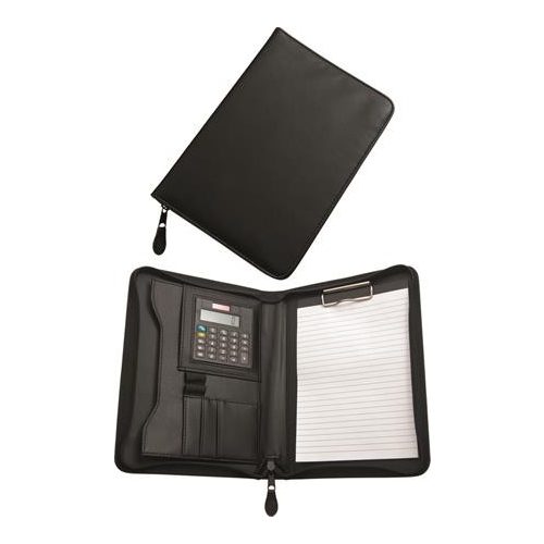 Konferencia mappa, A5, műbőr, számológéppel, leszorítóval, fekete
