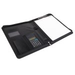 Konferencia mappa, A4, műbőr, számológéppel, fekete