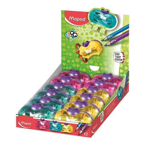 Hegyező display, kétlyukú, tartályos, MAPED "Croc Croc Twist", hörcsög, vegyes színek