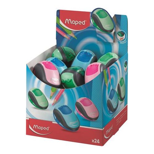 Hegyező display, kétlyukú, tartályos, MAPED "Clean", vegyes színek