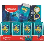 Hegyező és radír display, kétlyukú, tartályos, MAPED "Connect Dragon", sárkány
