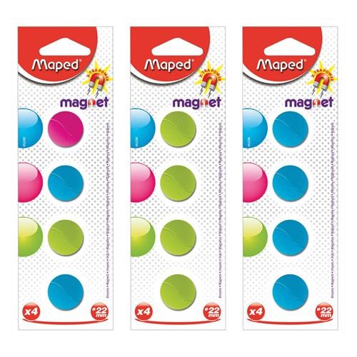 Mágnes, kerek, 22 mm, MAPED, vegyes színek