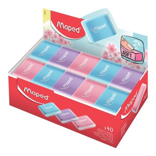 Radír display, MAPED "Essentials Soft Pastel", vegyes színek