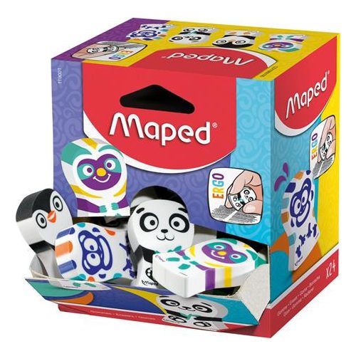 Radír display, vegyes minták, MAPED "Ergo Fun Multicolor"
