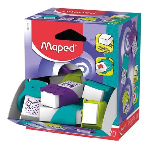 Radír display, MAPED "Little Monster", vegyes színek