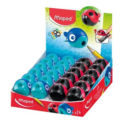 Hegyező display, egylyukú, tartályos, MAPED "Croc Croc Easy", katica és bálna, vegyes formák