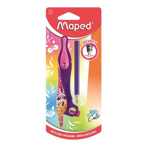 Körző, ceruzával és adapterrel, MAPED "Mini Cute", vegyes színek