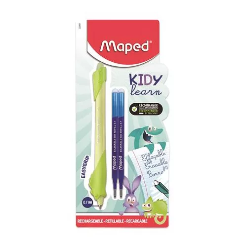 Írástanuló rollertoll, utántöltővel, 0,7 mm, radírozható, MAPED "KIDY Learn MAGIC", vegyes minták