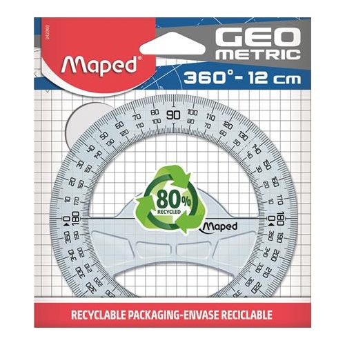 Szögmérő, műanyag, 360°, MAPED "Geometric"