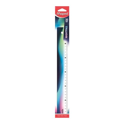 Vonalzó, műanyag, 30 cm, MAPED "Nightfall", metálfényű