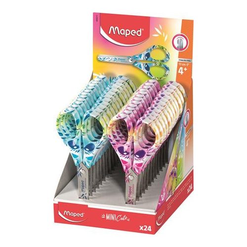 Olló display, iskolai, 13 cm, MAPED "Mini Cute", vegyes színek