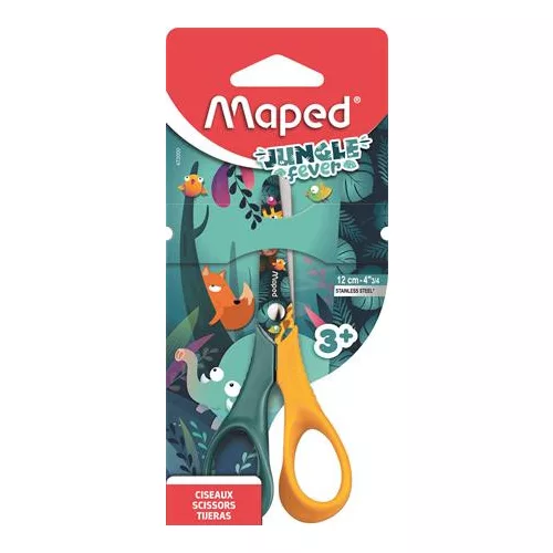Olló, óvodai, 12 cm, MAPED "Jungle Fever Vivo", vegyes színek