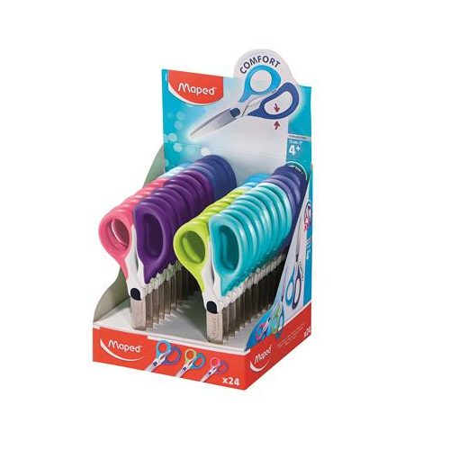Olló display, iskolai, 13 cm, MAPED "Sensoft Asym", vegyes színek