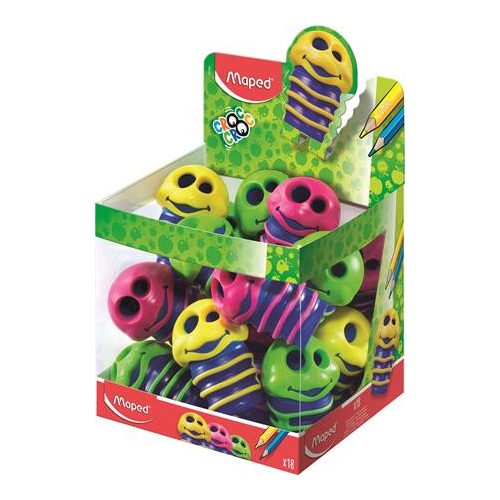 Hegyező display, kétlyukú, tartályos, MAPED "Croc Croc", kukac, vegyes színek