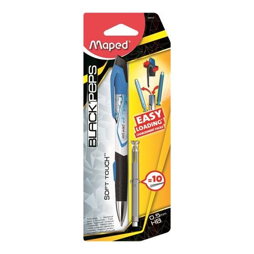 Nyomósirón utántöltővel, 0,5 mm, HB, MAPED "Reload", vegyes színek