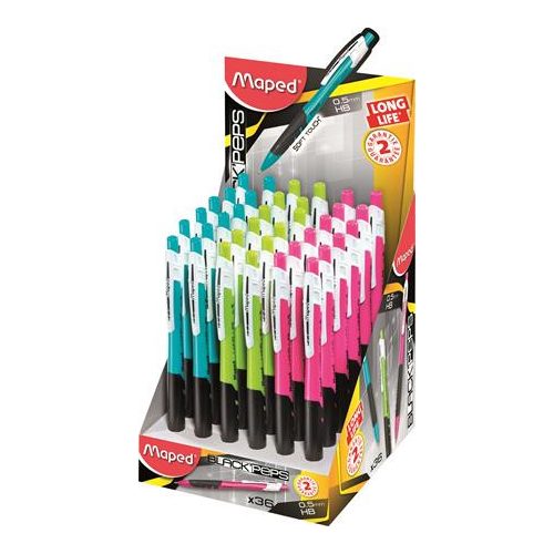 Nyomósirón display, 0,5 mm, MAPED "Long Life", vegyes színek