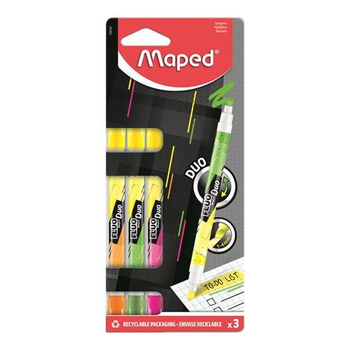 Szövegkiemelő készlet, 1-5 mm, kétvégű, MAPED "Fluo Peps Duo", vegyes színek