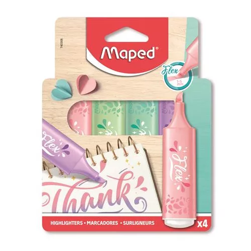 Szövegkiemelő készlet, 1-5 mm, MAPED "Fluo Peps Flex Pastel", pasztell szín, vegyes készletek