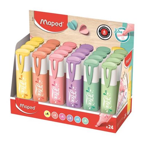 Szövegkiemelő display, 1-5 mm, MAPED "Fluo Peps Flex Pastel", pasztell szín