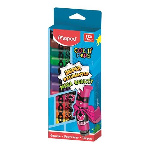 Tempera készlet 12 szín, 12x12 ml, MAPED