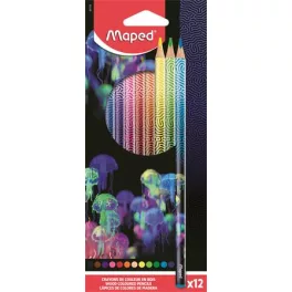   Színes ceruza készlet, háromszögletű, MAPED "Deepsea Paradise", 12 különböző szín