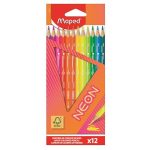 Színes ceruza készlet, háromszögletű, MAPED "Neon", 12 különböző szín