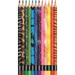 Színes ceruza készlet, háromszögletű, MAPED "Color'Peps Animal", 12 különböző szín