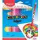 Színes ceruza készlet, háromszögletű, radírozható, MAPED "Color'Peps Oops", 24 különböző szín
