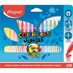Filctoll készlet, 2,8 mm, kimosható, MAPED "Color'Peps Jungle", 18 különböző szín