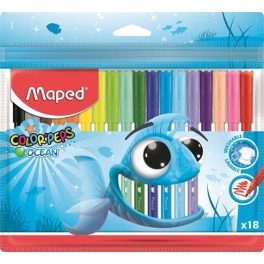   Filctoll készlet, 2 mm, kimosható, MAPED "Color'Peps Ocean", 18 különböző szín