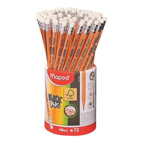 Grafitceruza radírral, ceruzatartó, HB, háromszögletű, MAPED "Black'Peps"