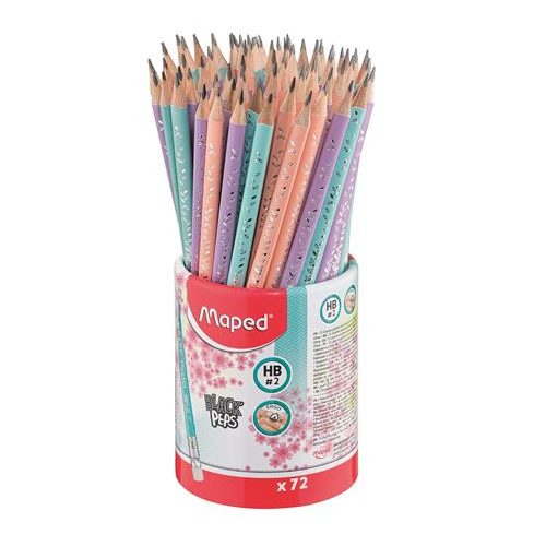 Grafitceruza radírral, ceruzatartó, HB, háromszögletű, MAPED "Black'Peps Pastel", vegyes pasztell színek