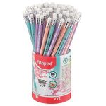 Grafitceruza radírral, ceruzatartó, HB, háromszögletű, MAPED "Black'Peps Pastel", vegyes pasztell színek