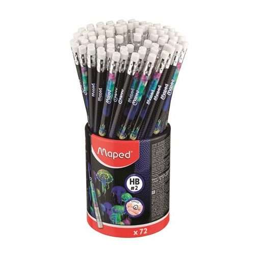 Grafitceruza radírral, ceruzatartó, HB, háromszögletű, MAPED "Deepsea Paradise", 72 darab