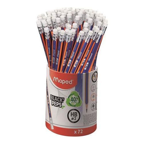 Grafitceruza radírral ceruzatartó, HB, háromszögletű, MAPED "Black'Peps Navy"
