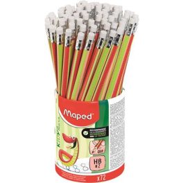   Írástanuló grafitceruza radírral, ceruzatartó, HB, háromszögletű, MAPED "Kidy Learn", 72 darab