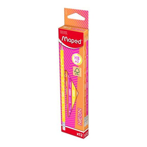 Grafitceruza radírral, HB, háromszögletű, MAPED "Black'Peps Neon", vegyes színek