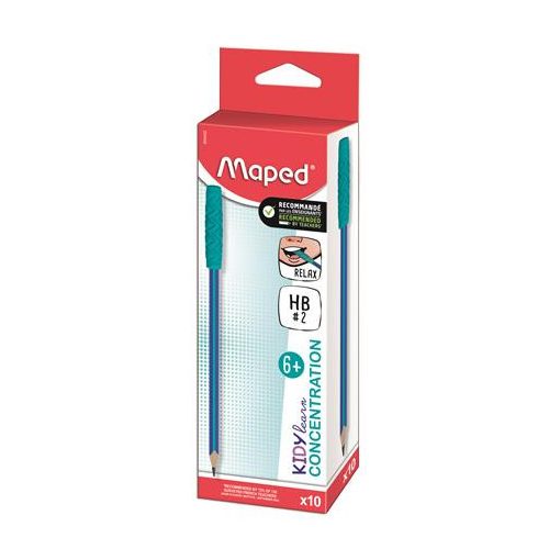 Írástanuló grafitceruza, HB, háromszögletű, szilikon vég, MAPED "Kidy Learn Concentration"