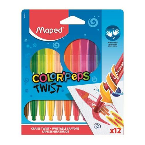 Zsírkréta, kitekerhető, MAPED "Color'Peps", 12 különböző szín