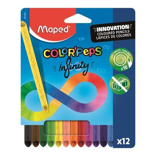 Színes ceruza készlet, háromszögletű, MAPED "Color'Peps INFINITY", 12 különböző szín
