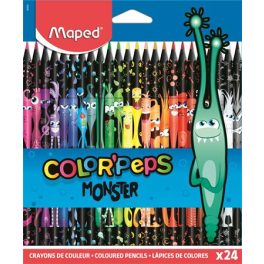   Színes ceruza készlet, háromszögletű, MAPED "Color'Peps Monster" 24 különböző szín