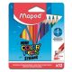 Színes ceruza készlet, háromszögletű, MAPED "Mini Color'Peps Strong", 12 különböző szín