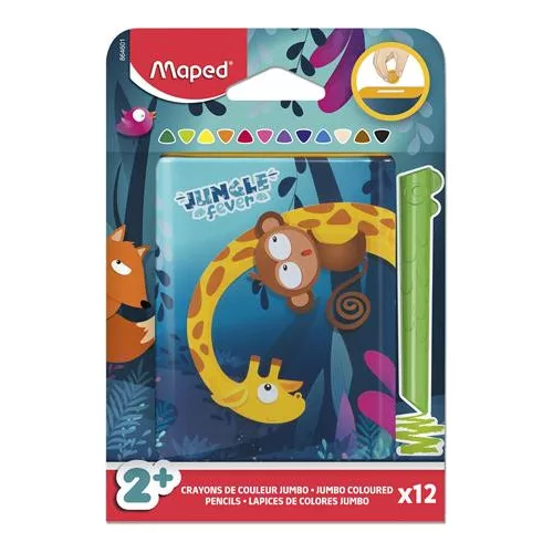 Színes ceruza készlet, fém perselyben, MAPED „Jungle Fever Infinity Kidy”, 12 különböző szín
