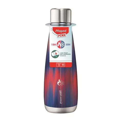 Termosz, duplafalú, 500 ml, rozsdamentes acél, MAPED PICNIK "Concept Adult", kék-piros nyomat