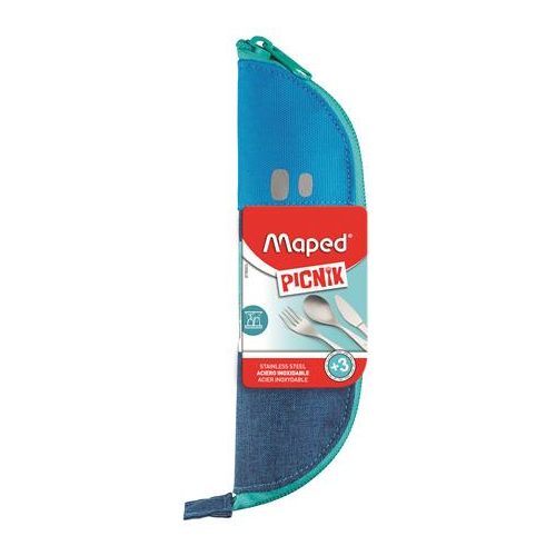 Evőeszközkészlet, fém, szövet tok, MAPED PICNIK "Concept Kids", kék