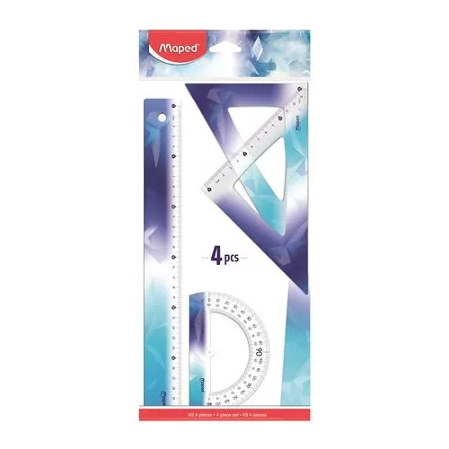 Vonalzókészlet, műanyag, törhetetlen, 4 darabos, MAPED „Arctic jégvilág”