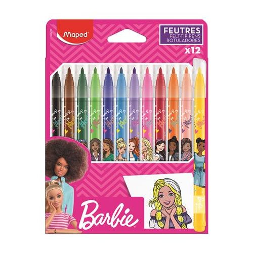 Filctoll készlet, 2,8 mm, kimosható, MAPED "Barbie", 12 különböző szín